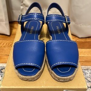Prada Espadrille Flat Sandal, Blue, Size 39